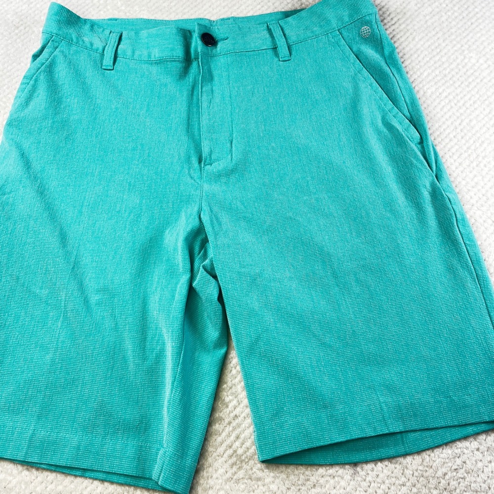 Adidas Golf Shorts Mens Turquoise Teal Blue Micro Grid Textured Performance 32